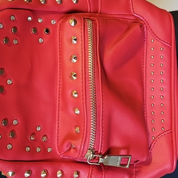 Bebe Red Studded Backpack - Picture 3 of 13